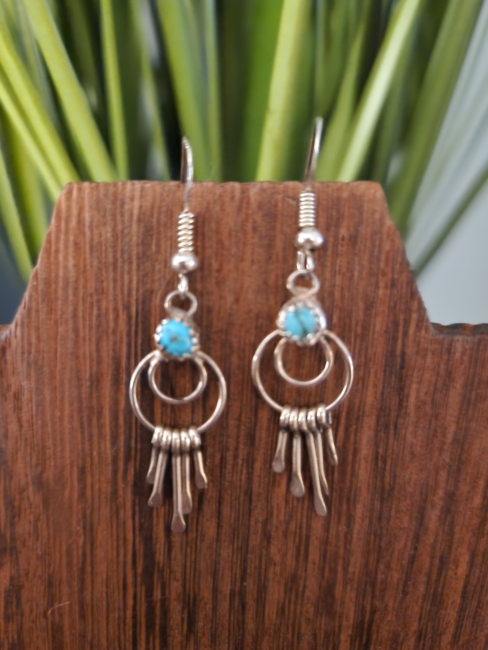 Turquoise Fringe Drop Sterling Silver Earrings